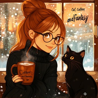 Логотип @cat_coffee_and_fantasy - Кот, кофе и фентези✨🎲📇