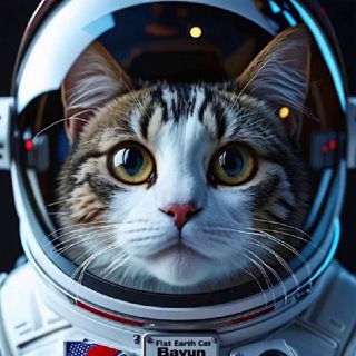 Логотип @flat_earth_cat_bayun - Flat 🌍 Earth. Cat 😼Bayun. Плоская 🌍 Земля. Кот 😼 Баюн.