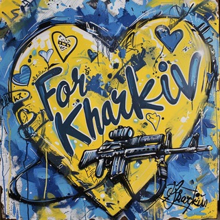 Логотип @forkharkiv - $ for Kharkiv