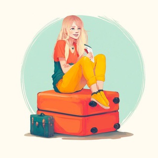 Логотип @girlandsuitcasechat - Блондинка с чемоданом Чат