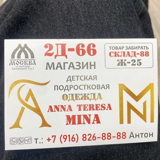 Логотип @minastore81 - ДЕТСКАЯ ОДЕЖДА 2Д-66 ТК МОСКВА “MINA STORE”