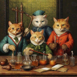 Логотип @scientificats - Котики-ученые