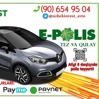 Логотип @uzbekinvest_avto - 🖥ONLINE SUG'URTA | ELEKTRON SUG'URTA POLIS💻